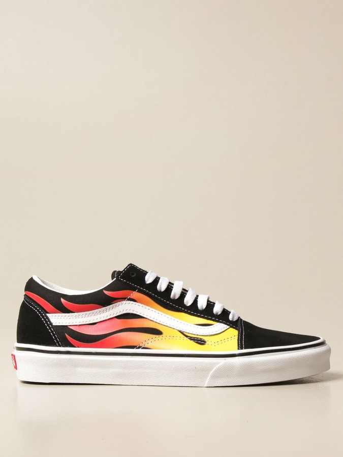 vans shoes with flames