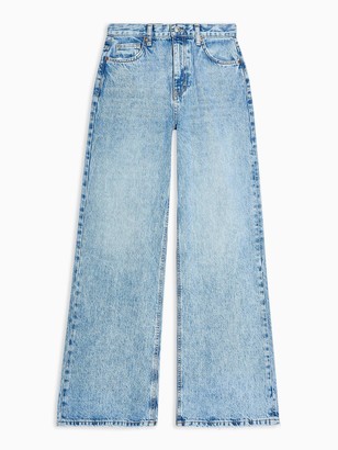 Topshop Slim Wide Jeans - Bleached Blue