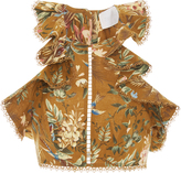 Thumbnail for your product : Zimmermann Tropical Floral Flutter Crop Top