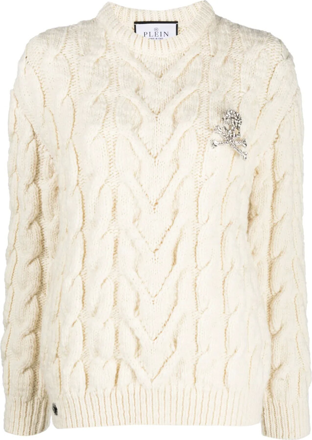 Philipp Plein Long-Sleeve Cable-Knit Jumper