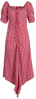 boohoo Ruched Sleeve Detail Floral Print Maxi Dress