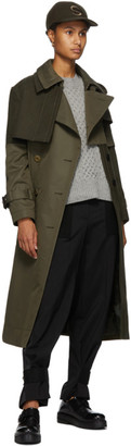 Sacai Khaki Gabardine Two-Tone Trench Coat