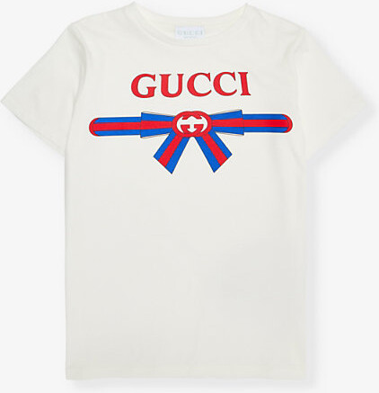 Gucci New White/Mc Round-Neck Brand-Print Cotton-Jersey T-Shirt 4-12 Years 12 Years