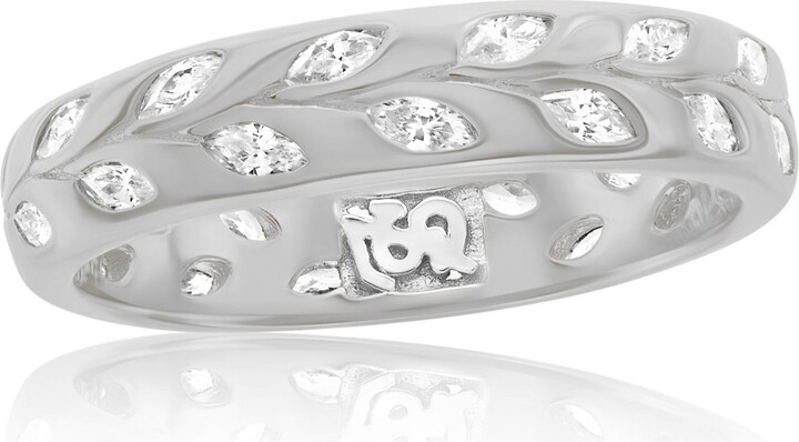 Suzy Levian New York Suzy Levian Sterling Marquise Cubic Zirconia Botanical Leaf Eternity Band Ring