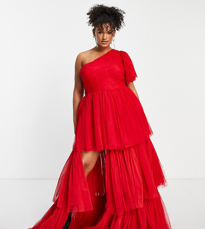 red and black plus size maxi dress