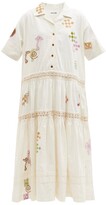 Thumbnail for your product : Story mfg. Eden Spiral Trip-print Organic-cotton Blend Dress - Ivory