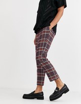 Thumbnail for your product : ASOS DESIGN skinny smart pants in wool mix check in purple