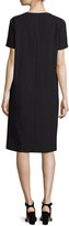 Thumbnail for your product : Lafayette 148 New York Ezra Contrast-Piped Short-Sleeve Dress, Black, Plus Size
