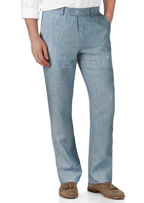 Light Blue Classic Fit Linen Tailored Pants Size W34 L30 by Charles Tyrwhitt