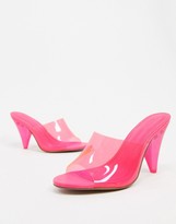 Thumbnail for your product : ASOS DESIGN Notify heeled mules in hot pink