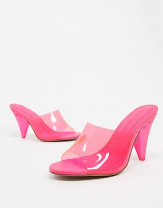 ASOS DESIGN Notify heeled mules in hot pink