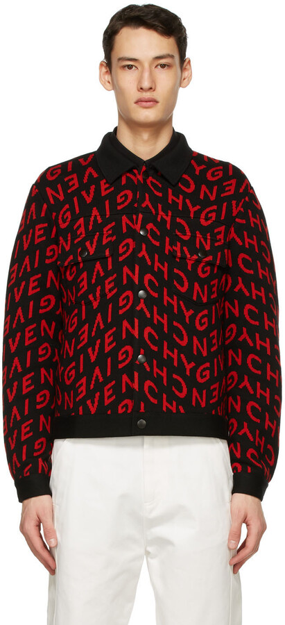 Givenchy Black & Red Wool Refracted Logo Bomber Jacket - ShopStyle