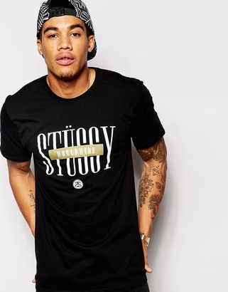 Stussy T-Shirt With Worldwide Print - Black