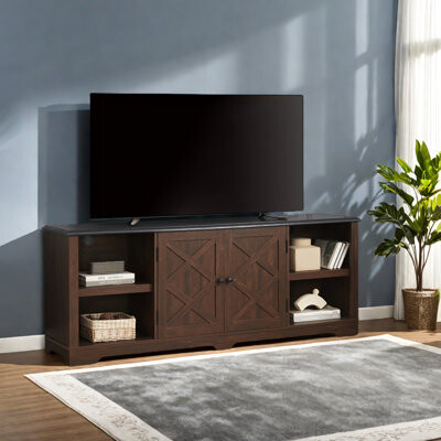 August Grove Modern Farmhouse TV Stand - Barn Door Entertainment