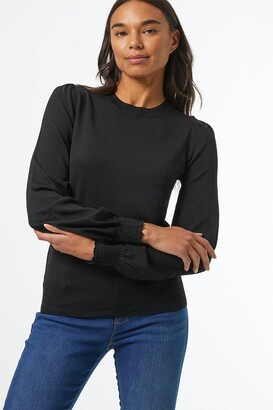 Dorothy Perkins Womens Black Puff Sleeve Fine Knitted Jumper