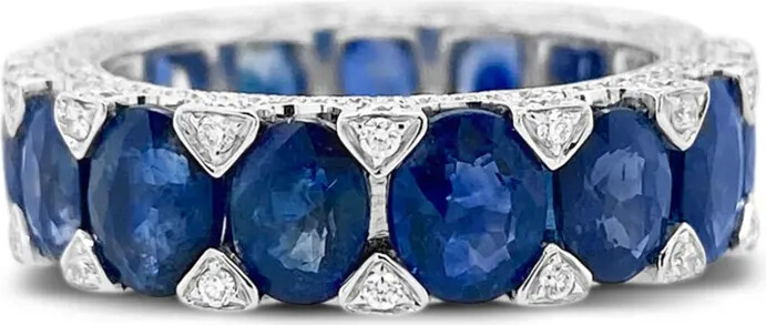 HYT Jewelry 18kt White Gold Diamond And Sapphire Ring