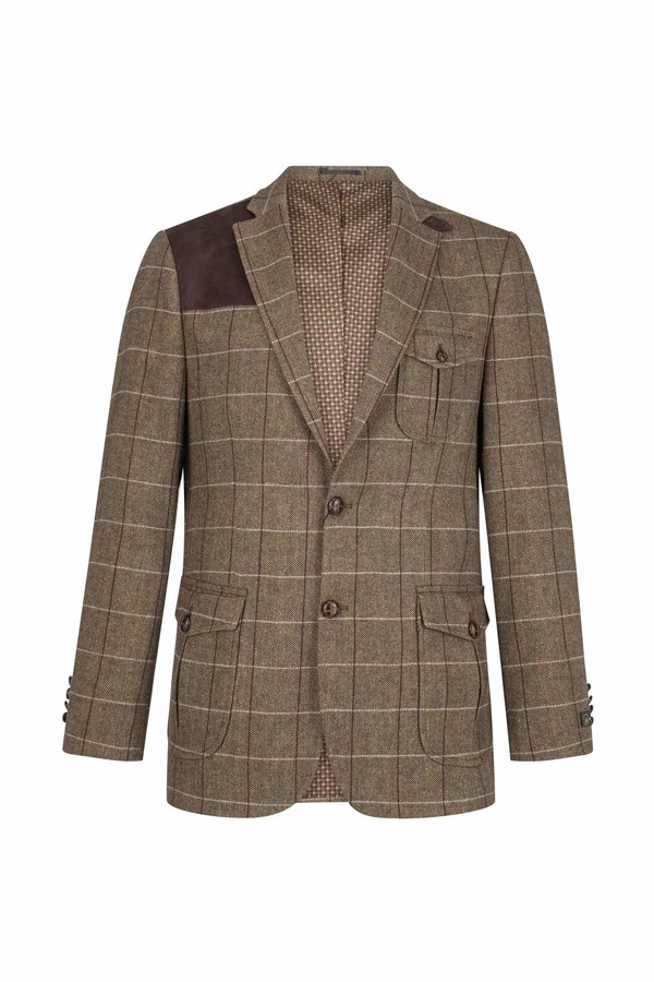 Mens Wool Tweed Shooting Jacket Check Hunting