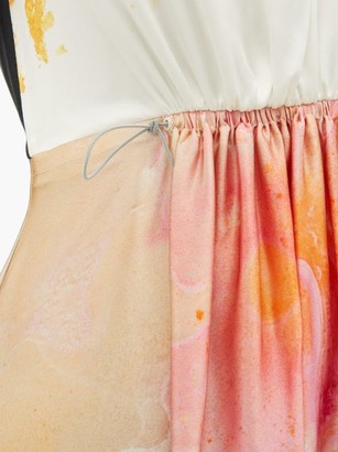 Roksanda Nysa Gathered Printed Silk-satin Dress - Orange