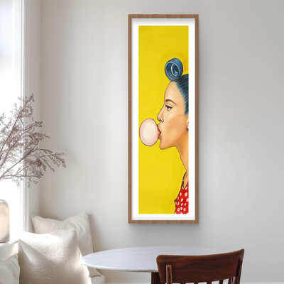 Lark Manor Retro Woman with Ponytail - Framed Matted Print | Home Decor