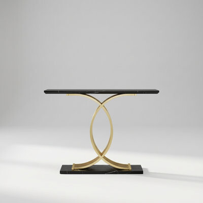 Latitude Run Stylish Entryway Console Table with Intertwined Metal Legs and MDF Top