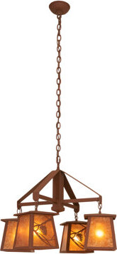 Meyda Lighting Whispering Pines 4-Light Shaded Rectangle / Square Chandelier