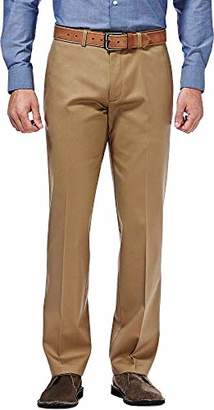 Haggar Men's Premium No-Iron Straight-Fit Invisible Flex Plain-Front Pant