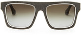 Thumbnail for your product : Balenciaga Square Straight Brow Lizard-Embossed Sunglasses, Opal Light Gray