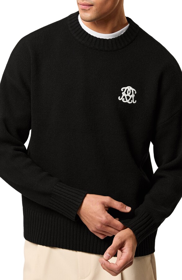 Reiss Archibald Embroidered Wool Sweater