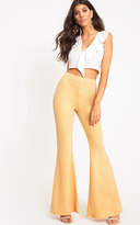 Thumbnail for your product : PrettyLittleThing Light Gold Fitted Wide Leg Trousers