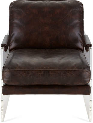 John-Richard Collection Alter Lucite-Arms Leather Chair