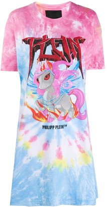 Philipp Plein unicorn tie-dye T-shirt dress