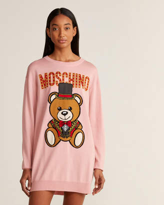 Moschino Pink Ringmaster Bear Sweater Dress