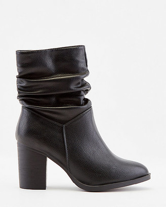 Le Château Ruched Faux Leather Almond Toe Ankle Boot
