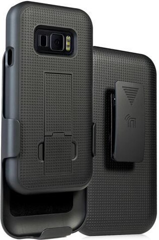 Nakedcellphone Black Hard Case Cover and Belt Clip Holster for Samsung Galaxy XCover FieldPro