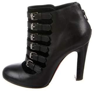 Christian Louboutin Leather Round-Toe Ankle Boots Black Leather Round-Toe Ankle Boots