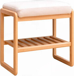 Solid Wood Shoe Bench, Beech Wood Storage Rack Organizer