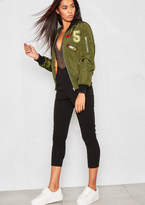 Thumbnail for your product : Missy Empire Maddie Green Badge Bomber Jacket