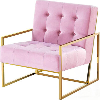 Mercer41 Luxurious Velvet Tufted Accent Chair with Metal Frame for Elegant Living Room Decor