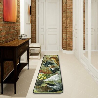 1.7' x 3.3' ALAZA Peacock Feather Cherry Blossom Floral Non Slip Kitchen Floor Mat Kitchen Rug for Entryway Hallway Bathroom Living Room Bedroom 39 x 20 inches 