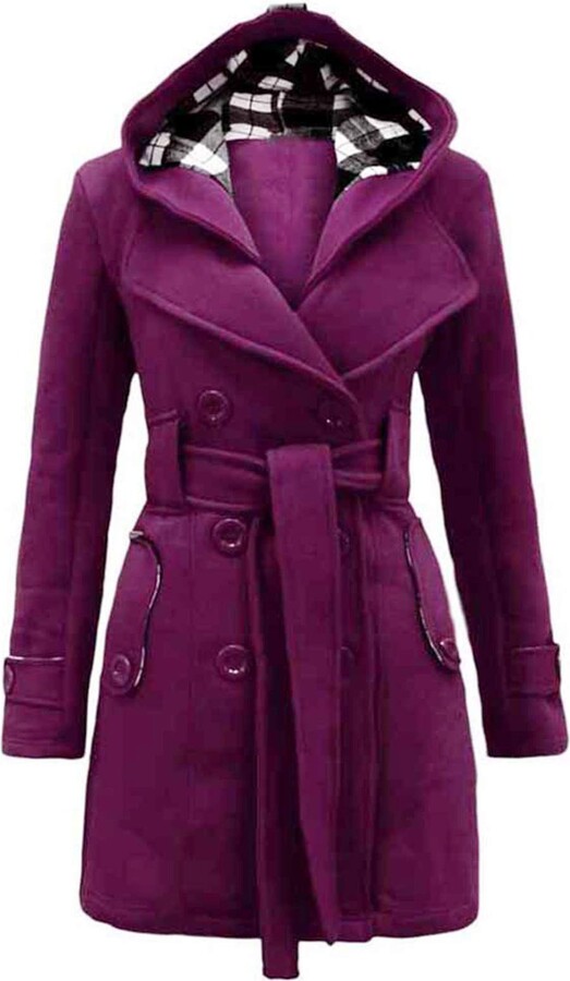 Belt Trench Hood The World S, Dark Purple Winter Coats