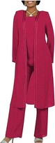 Thumbnail for your product : Botong Women's 3 PC Chiffon Pants Suits Mother's Outfit for Wedding Plus Size Evening Gowns Dress Suit Purple UK14