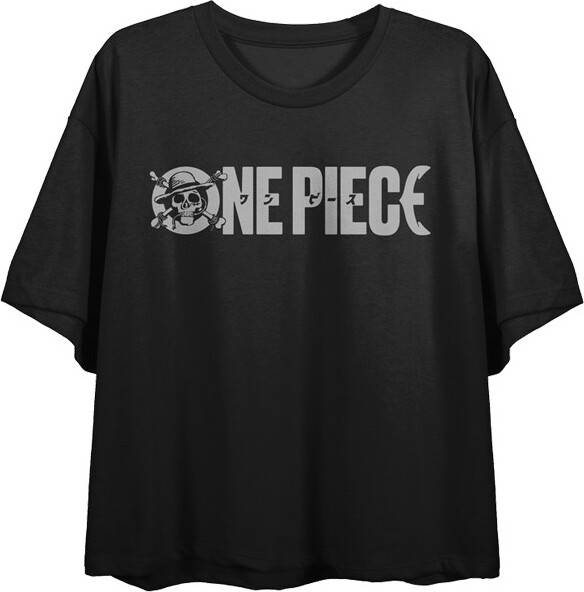 One Piece OnePieceLiveActionSkullFaceLogoCrewNeckShortSleeveWomen'sBlackCropTop-Small