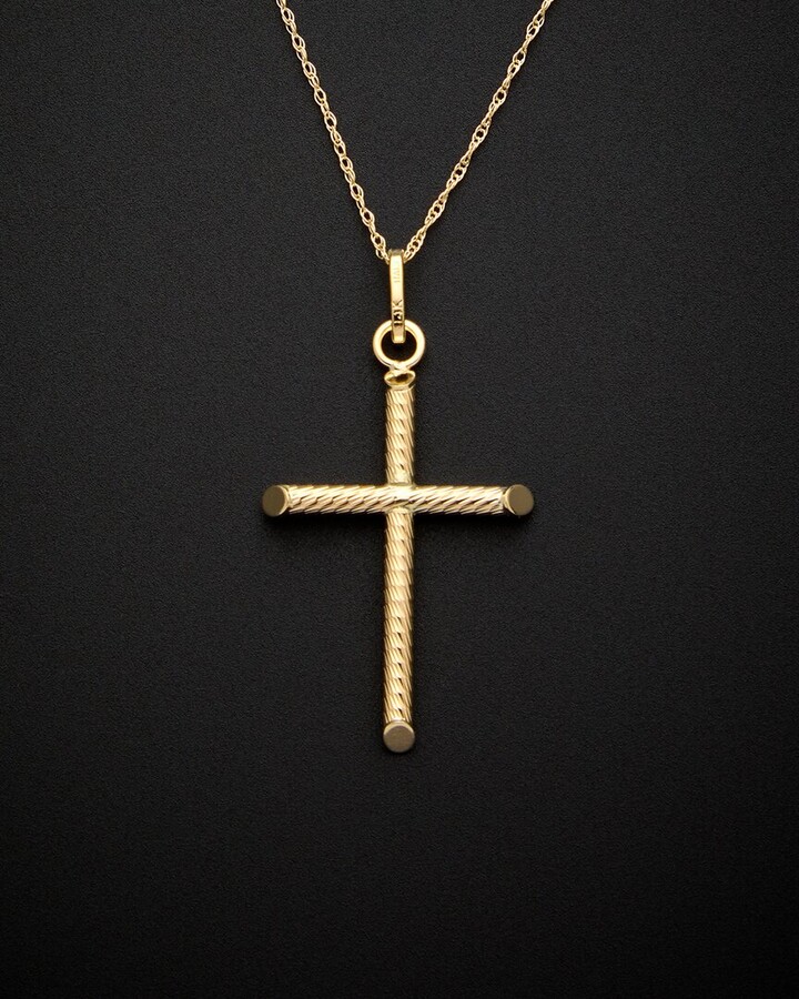 14k italian gold cross pendant necklace