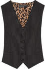 Vests-dolce gabbana pinstriped woolblend and leopardprint satin vest