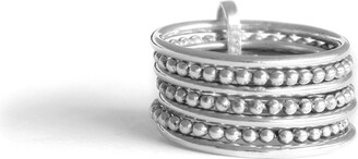 Agnes de Verneuil Women's Line & Pearl Seven-Band Ring - Silver