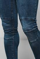 Thumbnail for your product : boohoo Spray On Skinny Biker Panel Jeans In Blue