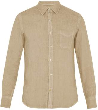 120% Lino 120 LINO Point-collar linen shirt
