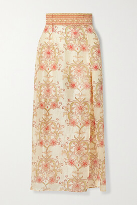 Savannah Morrow - + Net Sustain The Ahimsa Printed Silk-dupioni Midi Skirt - Cream