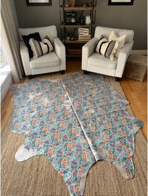 Foundry Select Floral Pattern Cowhide Rug