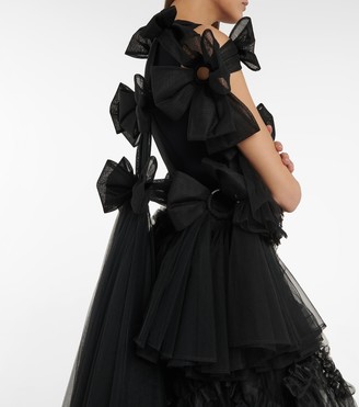 Noir Kei Ninomiya Belted tulle midi dress